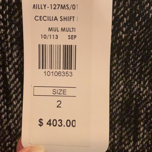 Black and white dress with black suede trim - Picture 2 of 2